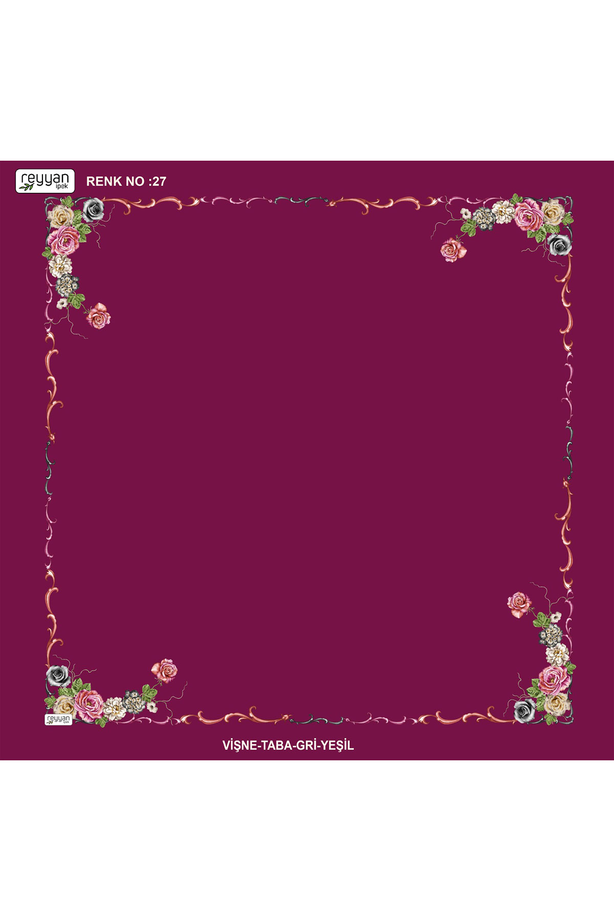 Reyyan Kadın Yazma Desenli 100x100 Cm İçi Boş - Thumbnail