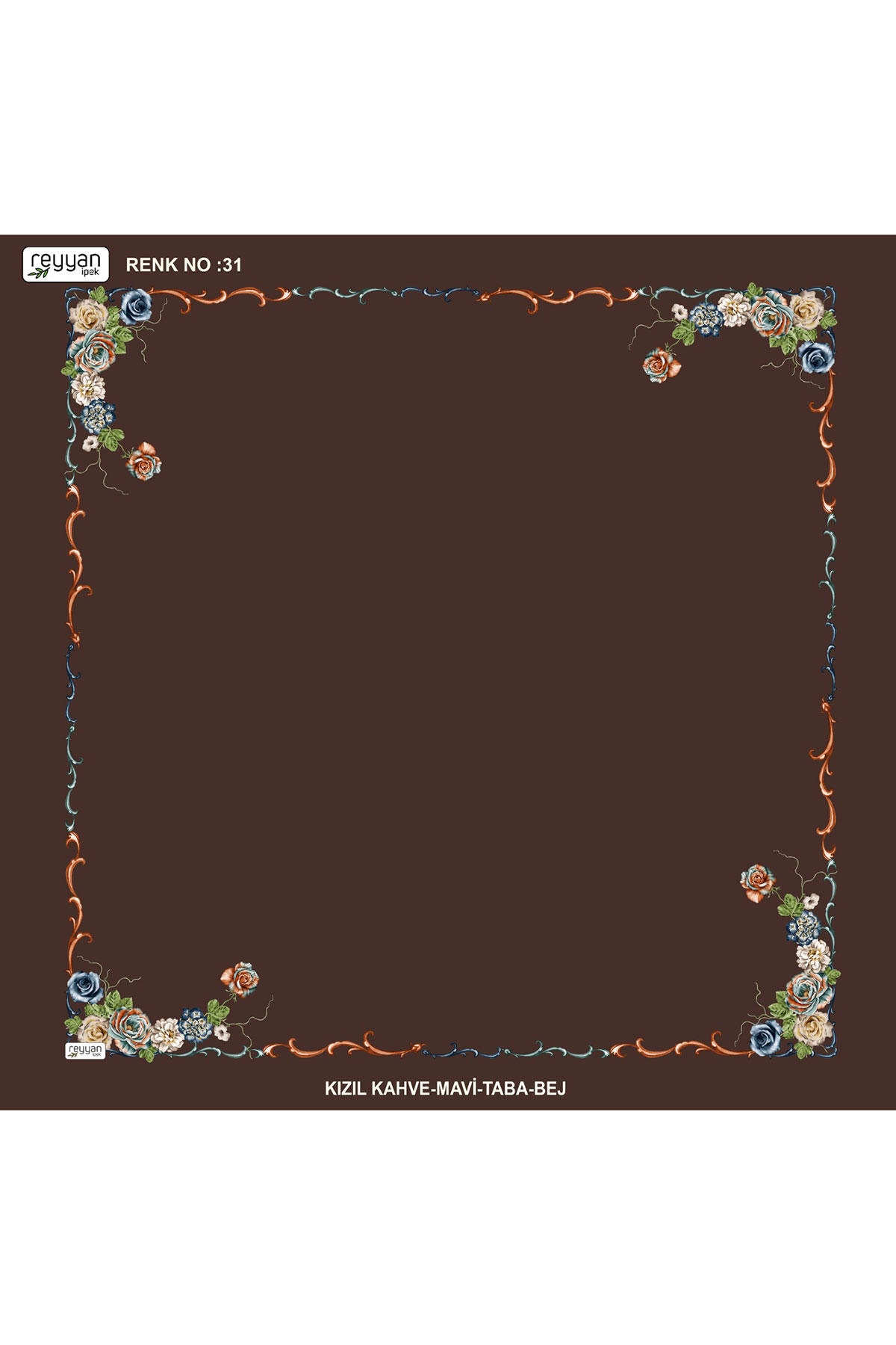 Reyyan Kadın Yazma Desenli 100x100 Cm İçi Boş - Thumbnail