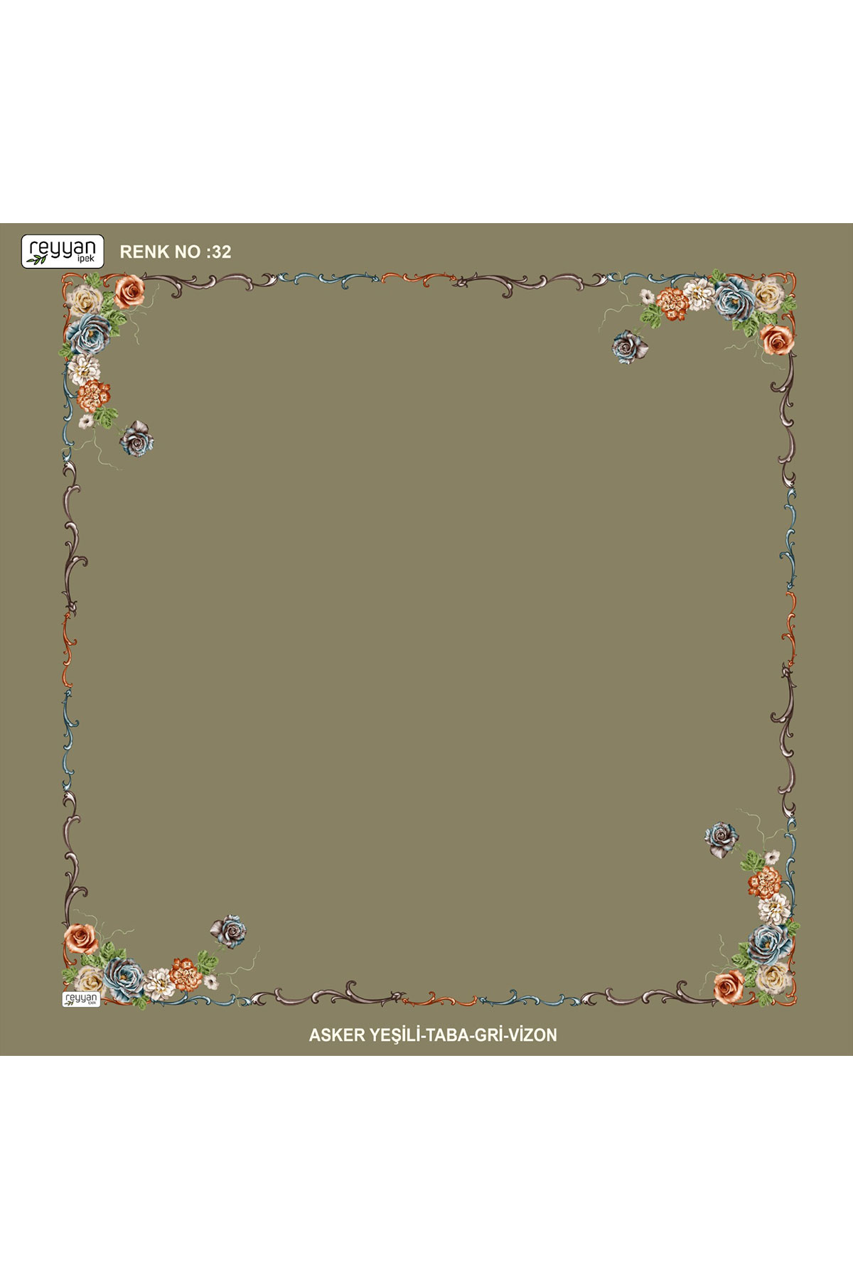 Reyyan Kadın Yazma Desenli 100x100 Cm İçi Boş - Thumbnail