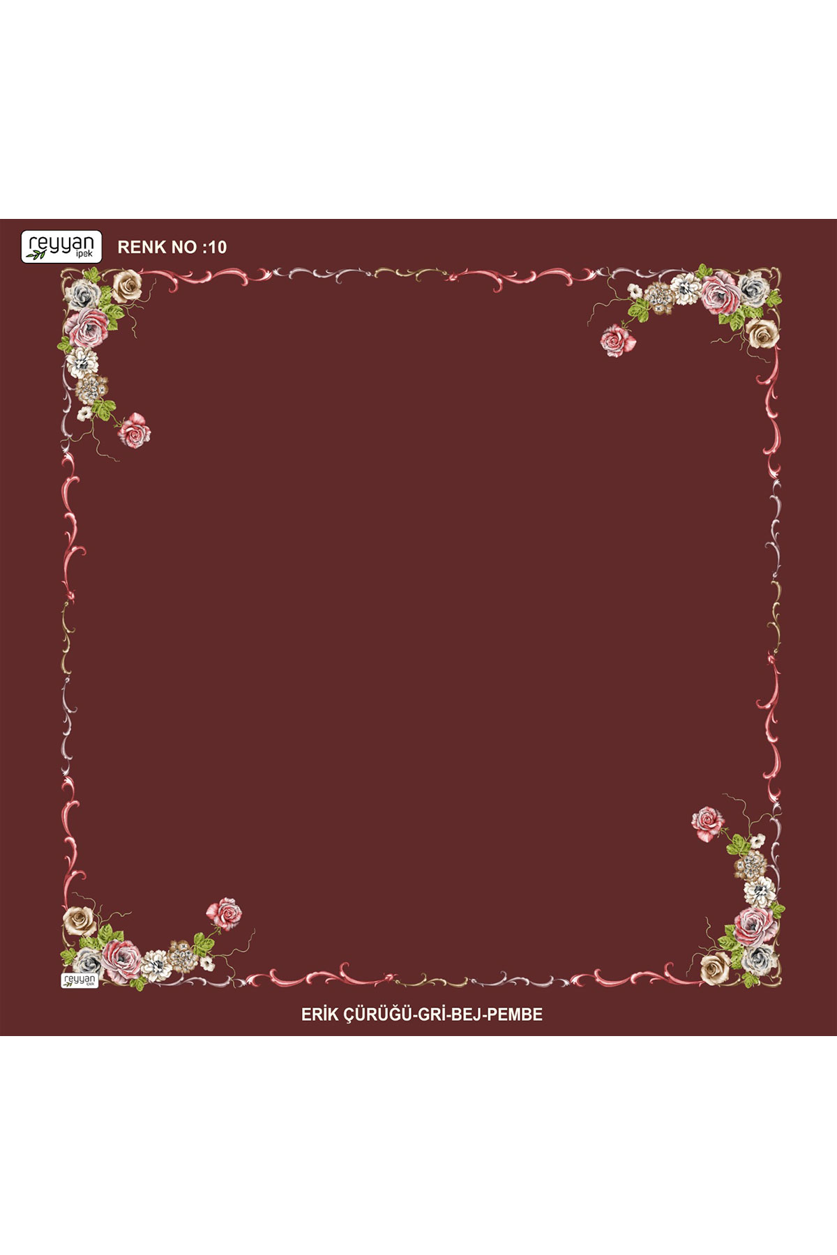 Reyyan Kadın Yazma Desenli 100x100 Cm İçi Boş - Thumbnail