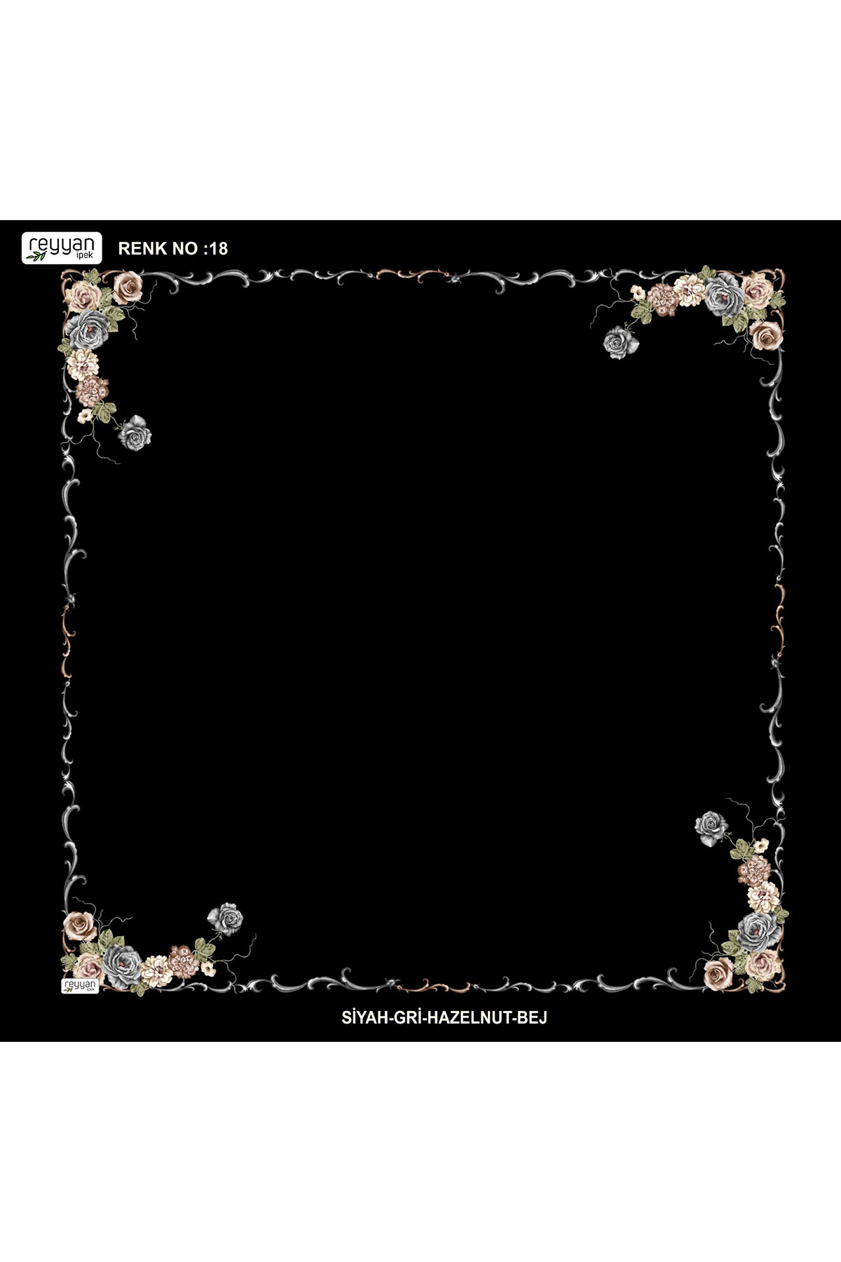 Reyyan Kadın Yazma Desenli 100x100 Cm İçi Boş - Thumbnail