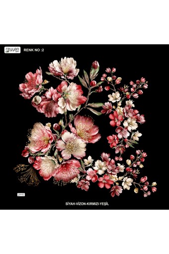 REYYAN - Reyyan Kadın Yazma Desenli 100x100 Cm