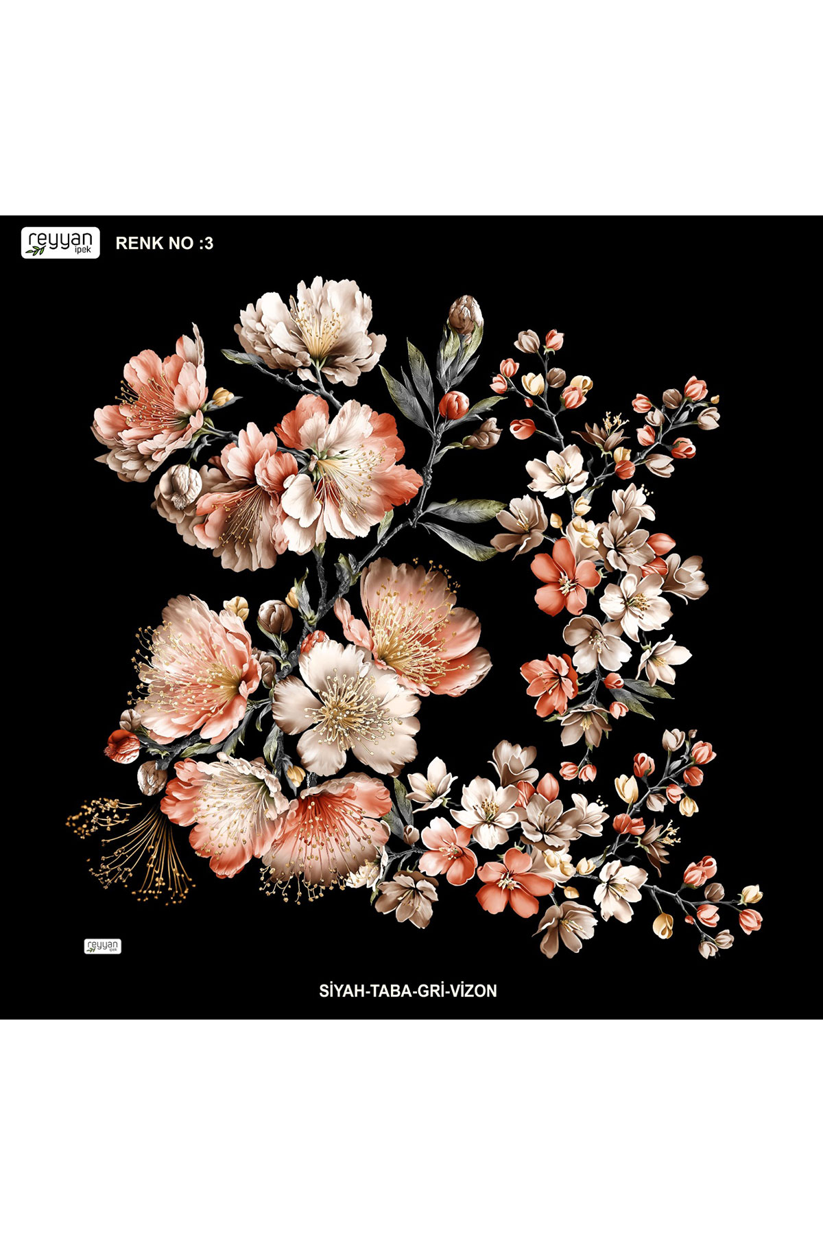 Reyyan Kadın Yazma Desenli 100x100 Cm - Thumbnail