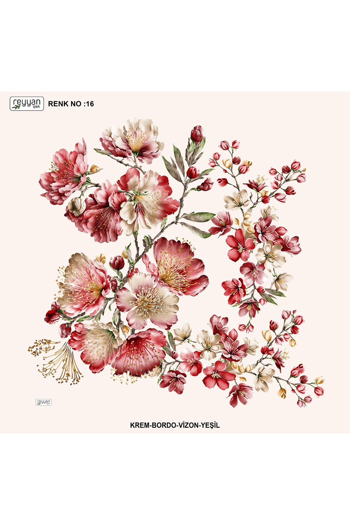 Reyyan Kadın Yazma Desenli 100x100 Cm - Thumbnail