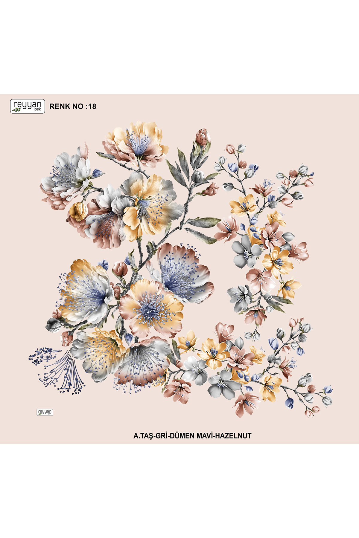 Reyyan Kadın Yazma Desenli 100x100 Cm - Thumbnail