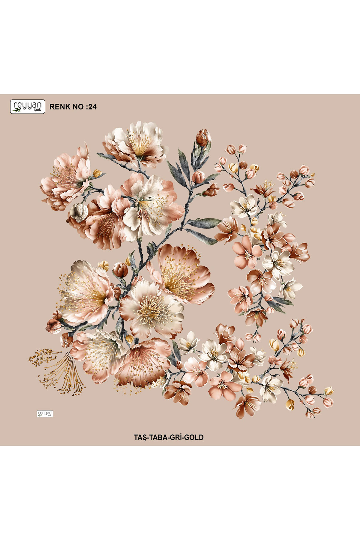 Reyyan Kadın Yazma Desenli 100x100 Cm - Thumbnail