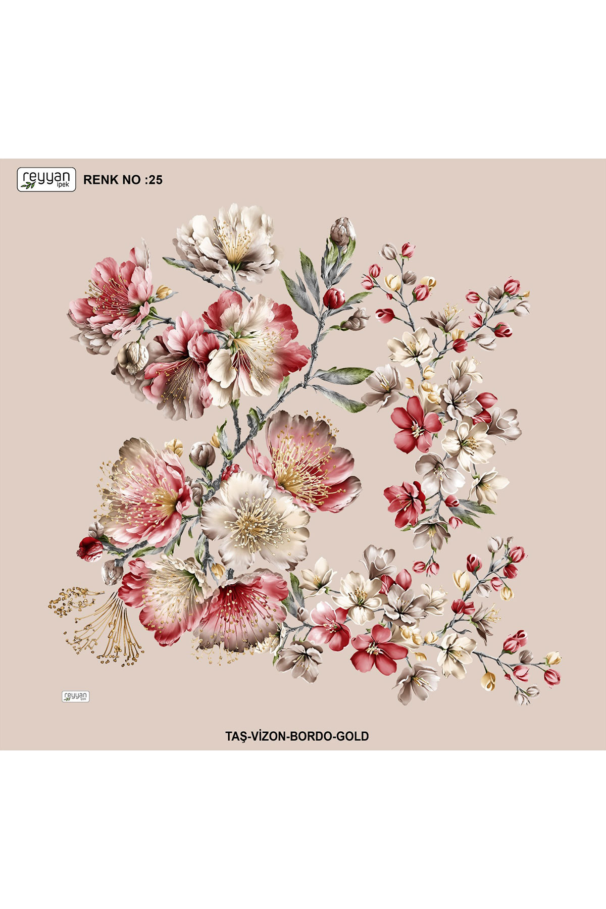 Reyyan Kadın Yazma Desenli 100x100 Cm - Thumbnail