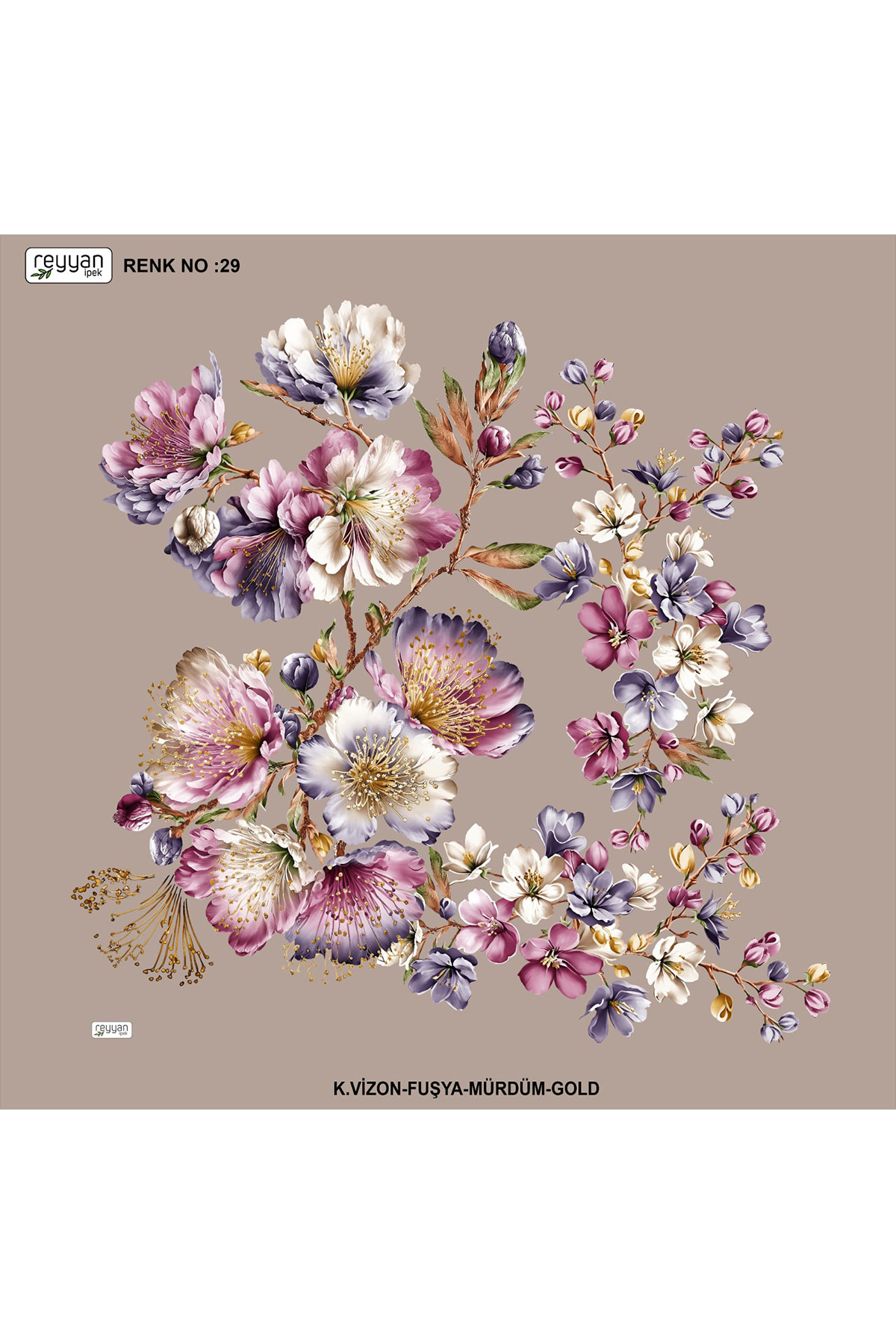 Reyyan Kadın Yazma Desenli 100x100 Cm - Thumbnail