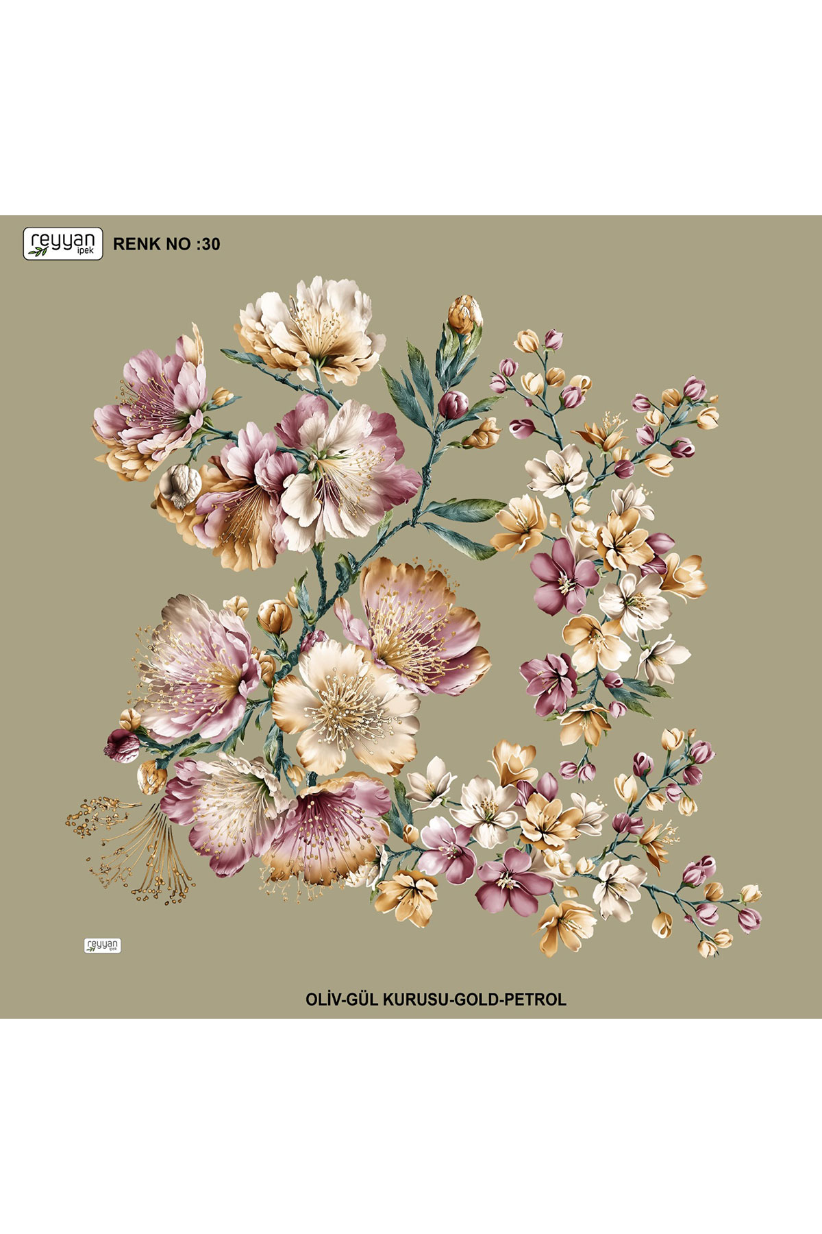 Reyyan Kadın Yazma Desenli 100x100 Cm - Thumbnail