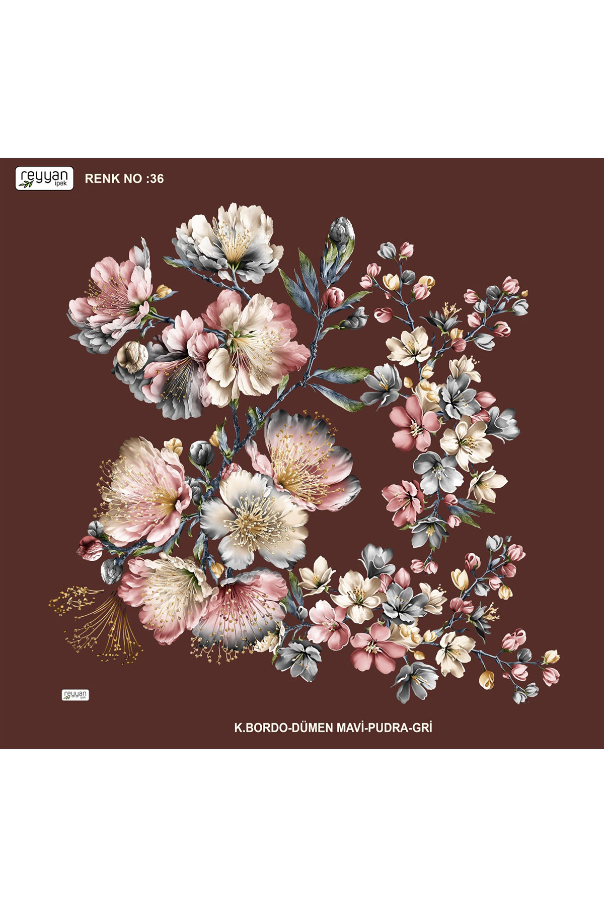 Reyyan Kadın Yazma Desenli 100x100 Cm - Thumbnail