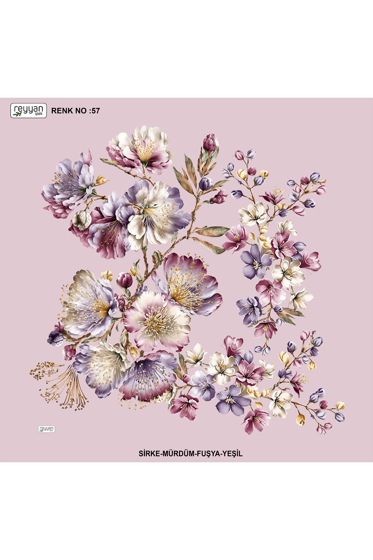 Reyyan Kadın Yazma Desenli 100x100 Cm - Thumbnail