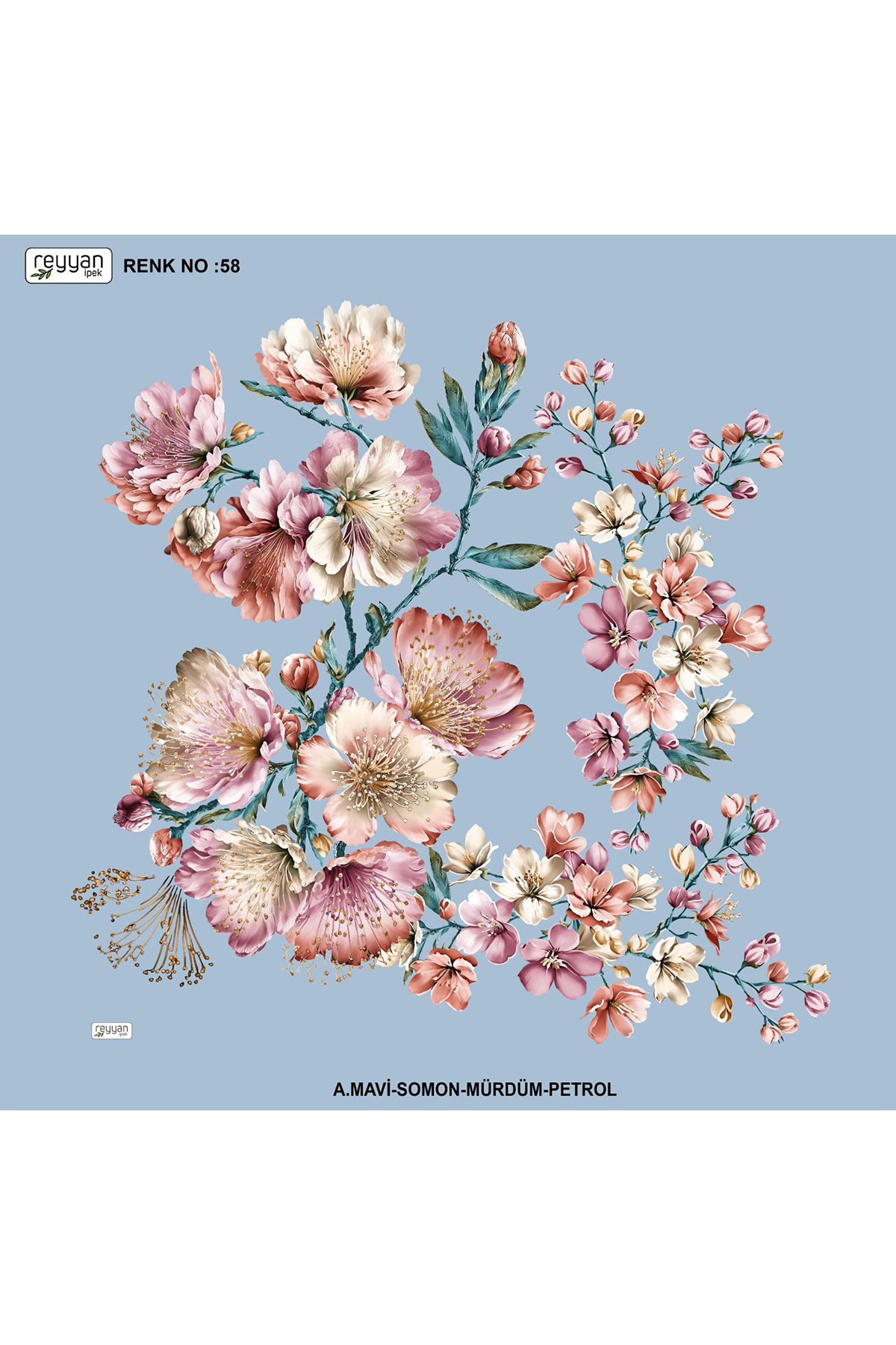 Reyyan Kadın Yazma Desenli 100x100 Cm - Thumbnail