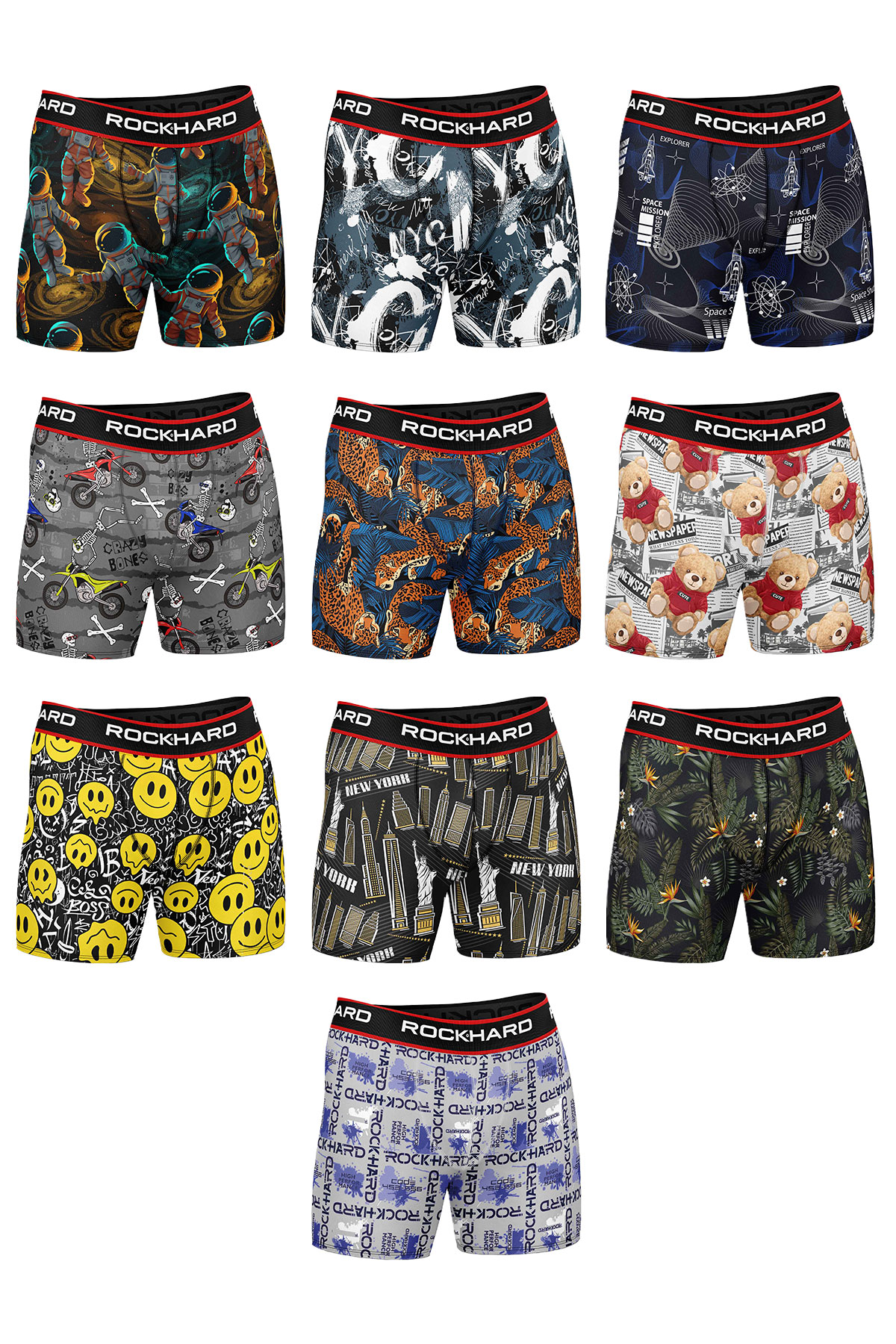 Rockhard Erkek Boxer Karışık Desenli Pamuk - Thumbnail