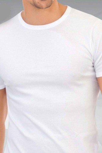 Rockhard - Rockhard Erkek Kısa Kollu Bisiklet Yaka Atlet Ribana - Beyaz - M