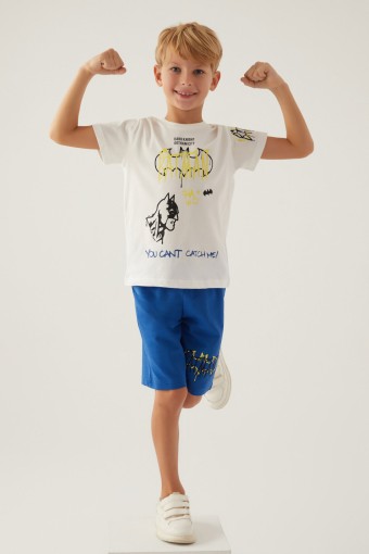 ROLY POLY - Roly Poly Erkek Çocuk Bermuda Takım Kısa Kollu Batman Süprem - Krem (1)