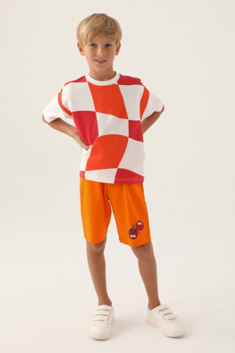 ROLY POLY - Roly Poly Erkek Çocuk Bermuda Takım Kısa Kollu Bisiklet Yaka Pamuklu - Krem/1