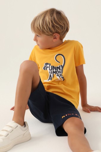 ROLY POLY - Roly Poly Erkek Çocuk Bermuda Takım Kısa Kollu Bisiklet Yaka Süprem - Hardal