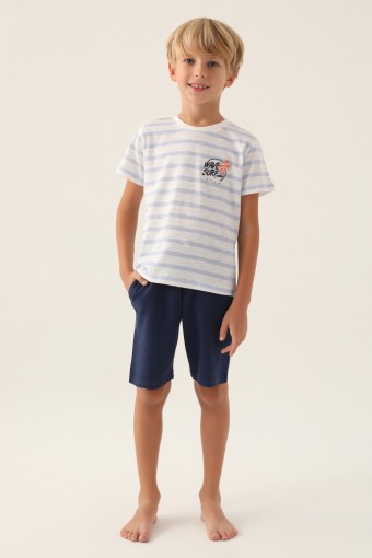 ROLY POLY - Roly Poly Erkek Çocuk Bermuda Takım Kısa Kollu Bisiklet Yaka Süprem - Krem