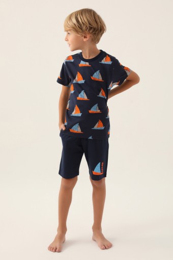 ROLY POLY - Roly Poly Erkek Çocuk Bermuda Takım Kısa Kollu Bisiklet Yaka Süprem - Lacivert