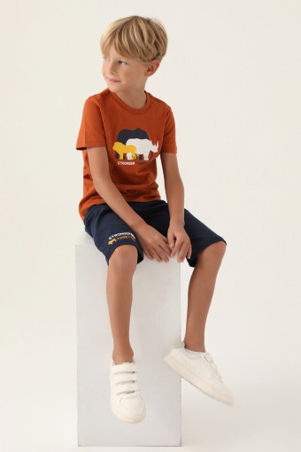 ROLY POLY - Roly Poly Erkek Çocuk Kapri Takım Kısa Kollu Bisiklet Yaka Süprem - Kehribar