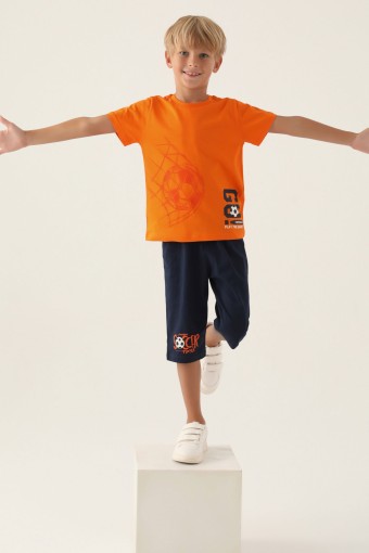 ROLY POLY - Roly Poly Erkek Çocuk Kapri Takım Kısa Kollu Bisiklet Yaka Süprem - Turuncu (1)