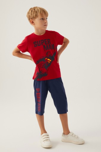 ROLY POLY - Roly Poly Erkek Çocuk Kapri Takım Süprem Kısa Kollu Süpermen - Kırmızı