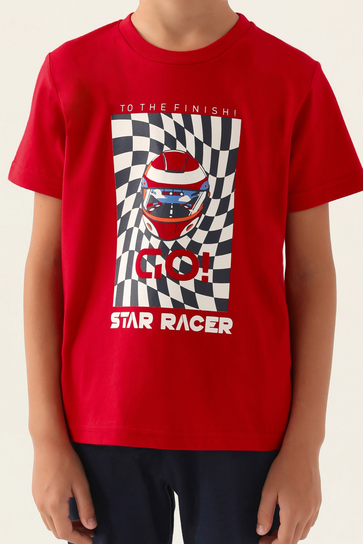 Roly Poly Erkek Çocuk Kısa Kollu Bisiklet Yaka Süprem - Kırmızı - Thumbnail