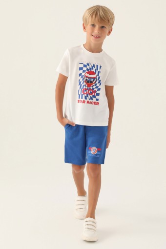 ROLY POLY - Roly Poly Erkek Çocuk Kısa Kollu Bisiklet Yaka Süprem - Krem