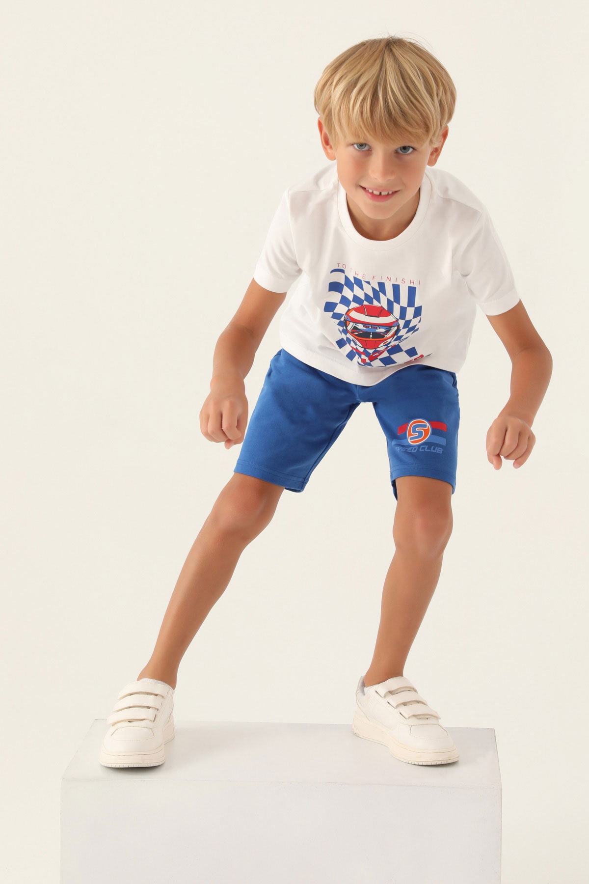 Roly Poly Erkek Çocuk Kısa Kollu Bisiklet Yaka Süprem - Krem - Thumbnail