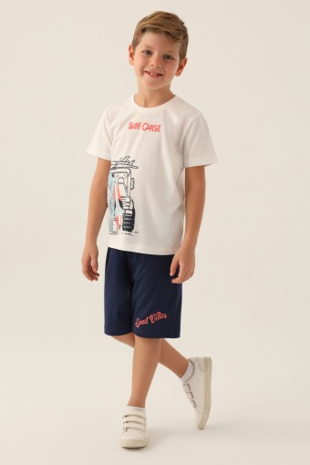 ROLY POLY - Roly Poly Erkek Garson Bermuda Takım Kısa Kollu Bisiklet Yaka Süprem - Krem