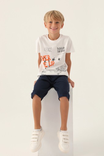 ROLY POLY - Roly Poly Erkek Garson Kapri Takım Kısa Kollu Bisiklet Yaka Süprem - Krem