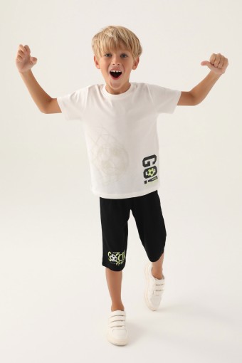 ROLY POLY - Roly Poly Erkek Garson Kapri Takım Kısa Kollu Bisiklet Yaka Süprem - Krem