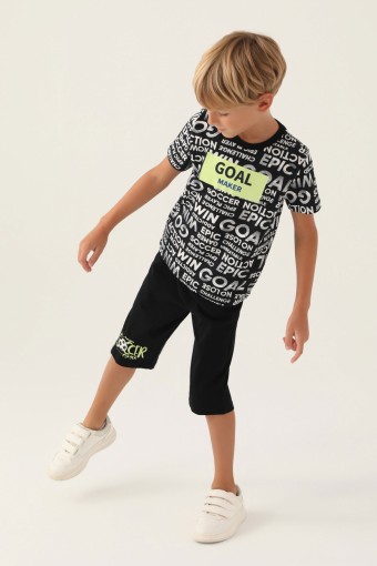 ROLY POLY - Roly Poly Erkek Garson Kapri Takım Kısa Kollu Bisiklet Yaka Süprem - Siyah