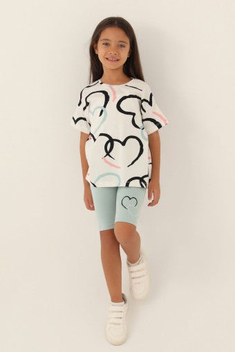 ROLY POLY - Roly Poly Kız Çocuk Bermuda Takım Kısa Kollu Süprem - Krem