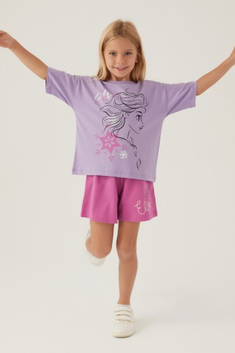 ROLY POLY - Roly Poly Kız Çocuk Şortlu Takım Kısa Kollu Elsa - Lila