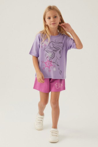 ROLY POLY - Roly Poly Kız Çocuk Şortlu Takım Kısa Kollu Elsa - Lila (1)