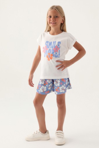 ROLY POLY - Roly Poly Kız Çocuk Şortlu Takım Kısa Kollu Süprem - Açık İndigo