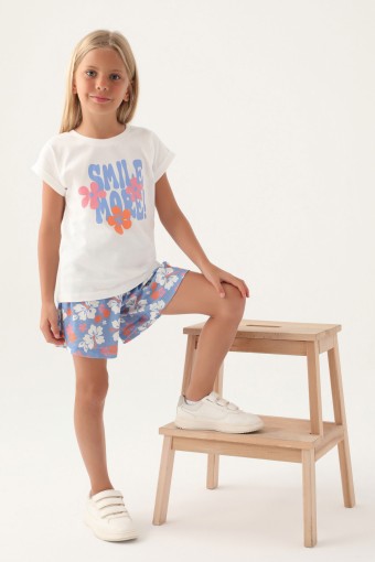 ROLY POLY - Roly Poly Kız Çocuk Şortlu Takım Kısa Kollu Süprem - Açık İndigo (1)