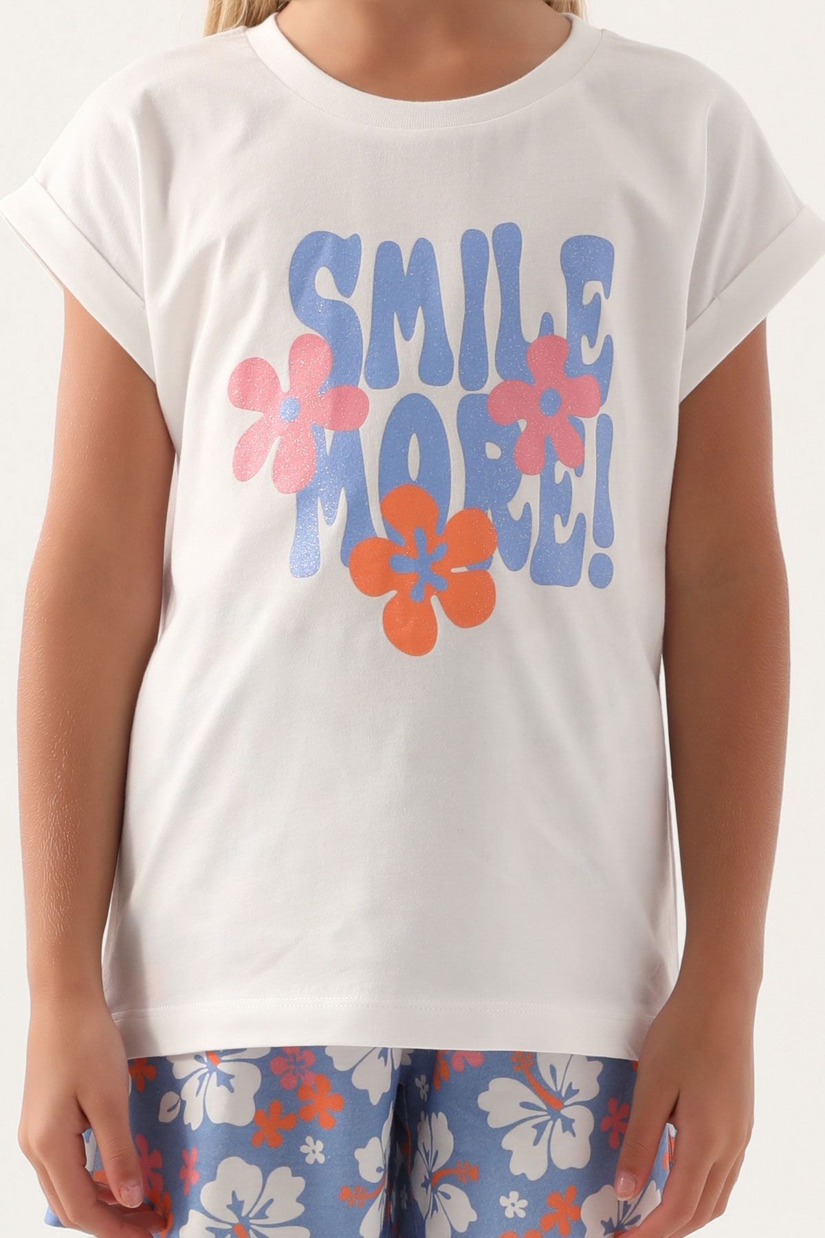 Roly Poly Kız Çocuk Şortlu Takım Kısa Kollu Süprem - Açık İndigo - Thumbnail