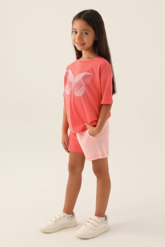 ROLY POLY - Roly Poly Kız Çocuk Şortlu Takım Kısa Kollu Süprem - Coral