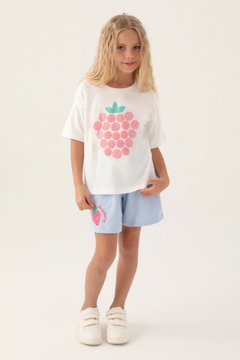 ROLY POLY - Roly Poly Kız Çocuk Şortlu Takım Kısa Kollu Süprem - Krem