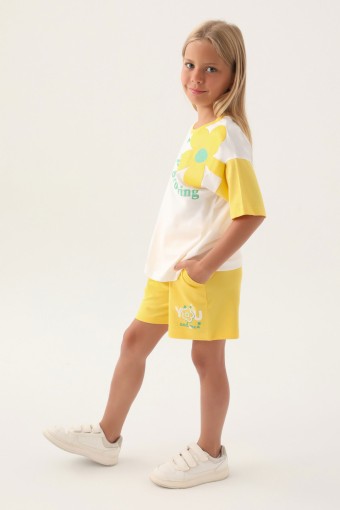 ROLY POLY - Roly Poly Kız Çocuk Şortlu Takım Kısa Kollu Süprem - Limoni