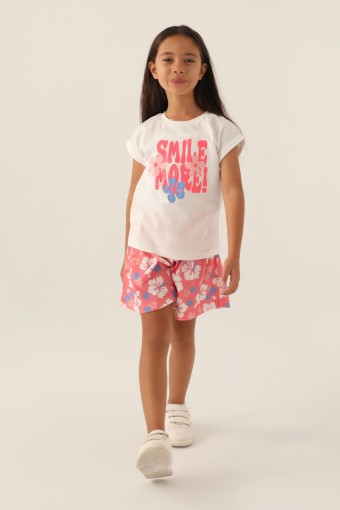 ROLY POLY - Roly Poly Kız Çocuk Şortlu Takım Kısa Kollu Süprem - Neon/Pembe