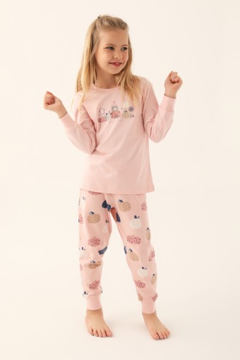 ROLY POLY - Roly Poly Kız Çocuk Uzun Kollu Pijama Takımı Süprem - Pudra (1)