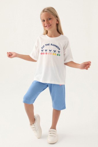 ROLY POLY - Roly Poly Kız Garson Kapri Takım Kısa Kollu Süprem - Krem