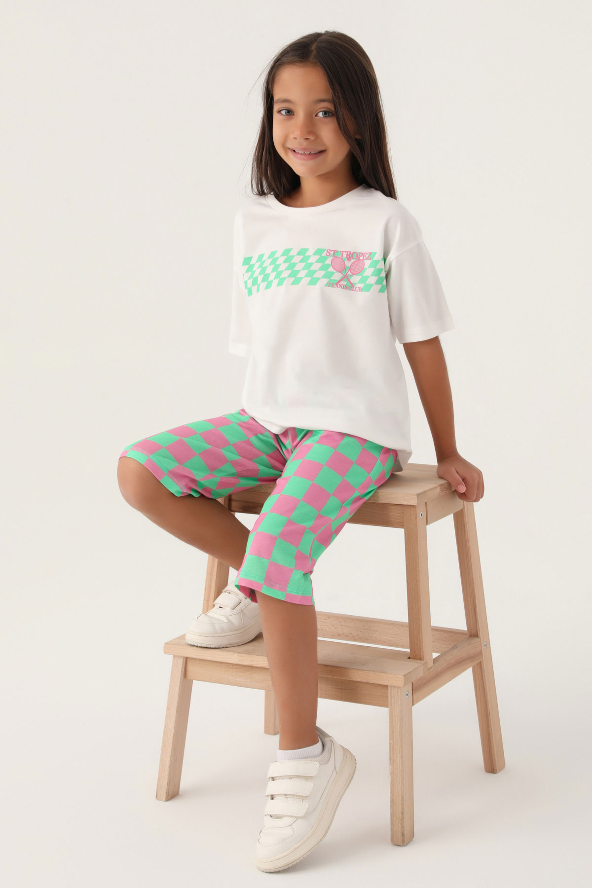 Roly Poly Kız Garson Kapri Takım Kısa Kollu Süprem - Orkide - Thumbnail