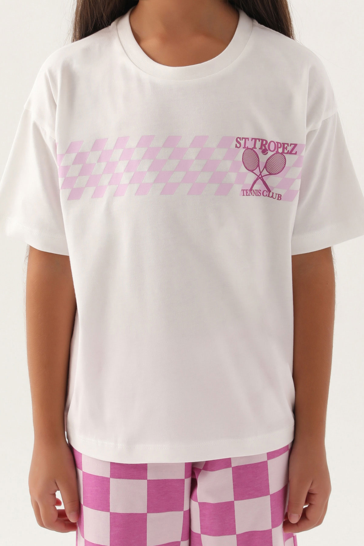 Roly Poly Kız Garson Kapri Takım Kısa Kollu Süprem - Rose - Thumbnail