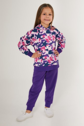 ROLY POLY - Roly Poly Kız Garson Uzun Kollu Eşofman Takımı Üç İplik - Mor