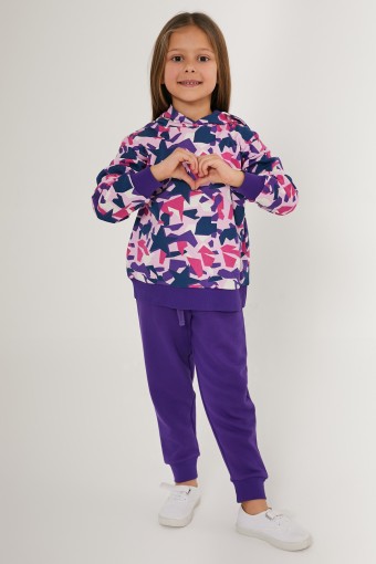 ROLY POLY - Roly Poly Kız Garson Uzun Kollu Eşofman Takımı Üç İplik - Mor (1)