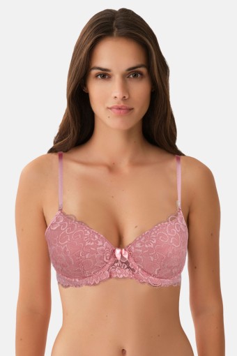 ROSARİA - Rosaria Kadın Destekli Sütyen Dolgulu Dantelli - Pudra Pembe/Taş